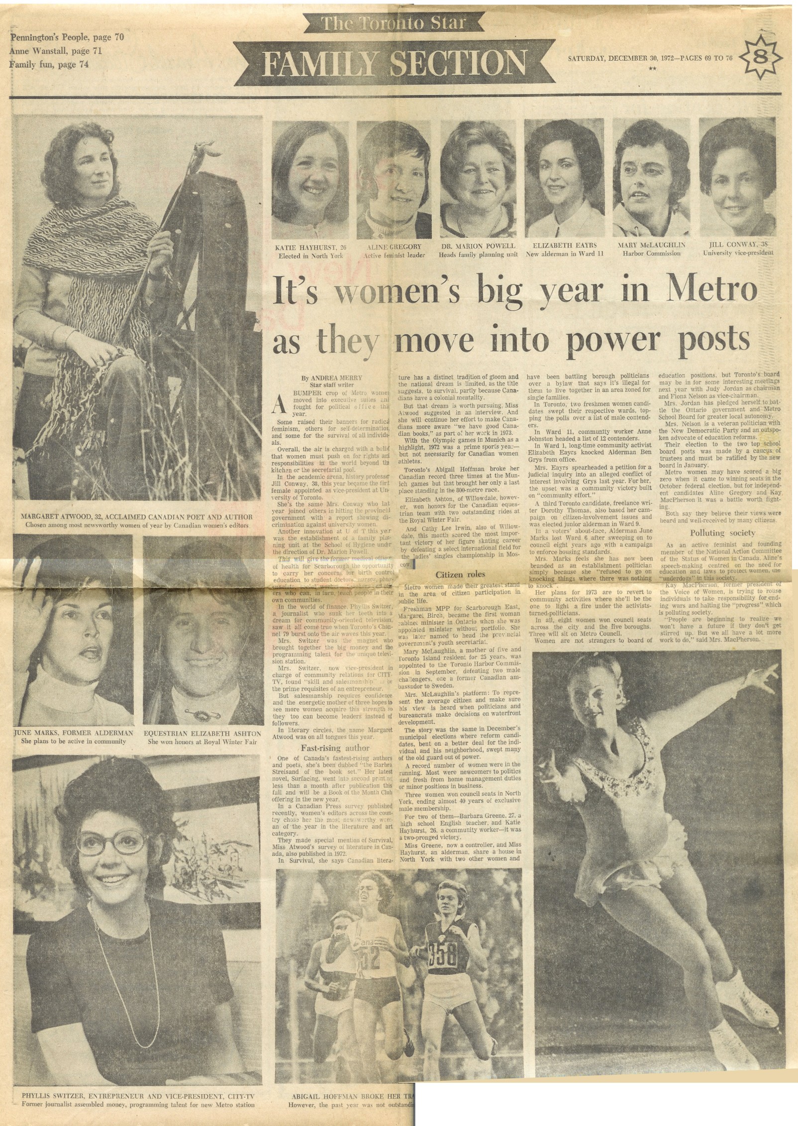 It's women's big year in Metro - Toronto Star - Dec 1972